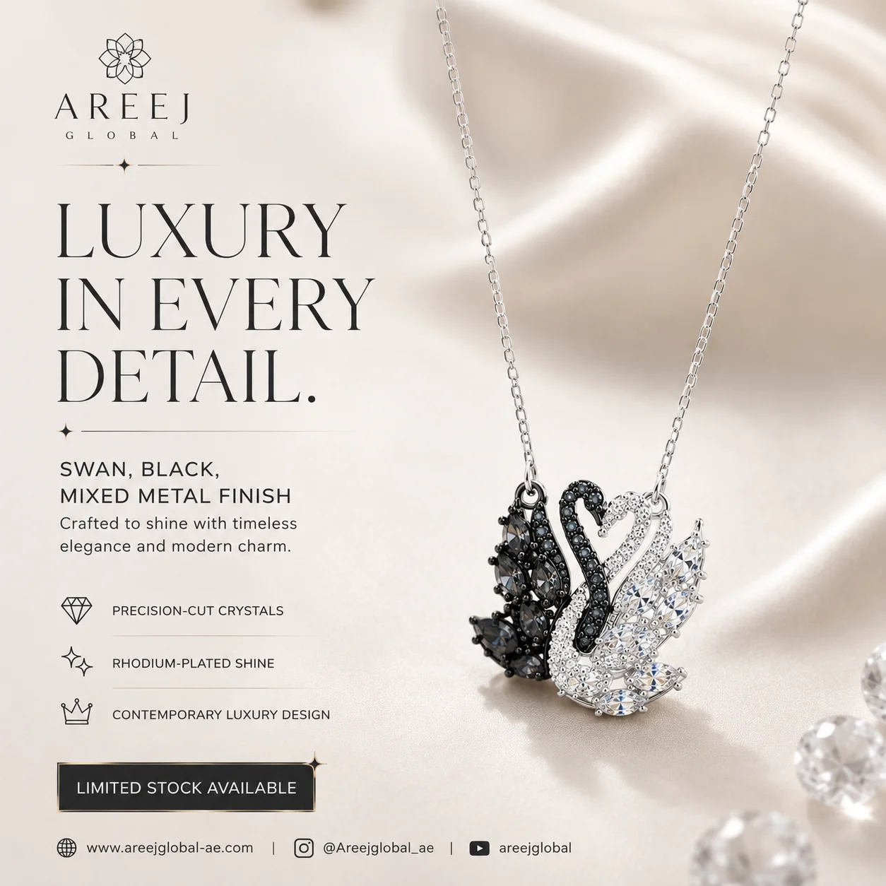 Areej Global swan necklace creative